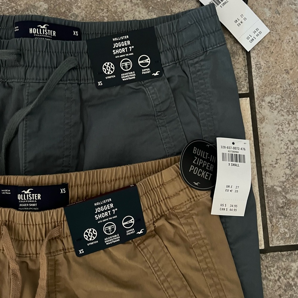 Hollister Men's Athletic Shorts - Tan and Dark Gray - Picture 2 of 2